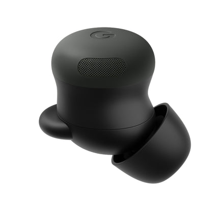 Google Pixel Buds Pro, charcoal/dark gray, single earbud bottom view