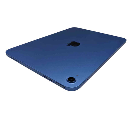 Apple iPad 11-inch (2025, 11th Gen), blue, angled back view