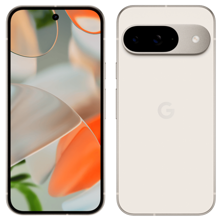 Google Pixel 9 5G, porcelain/white, front and back view pair