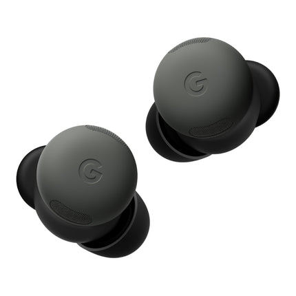 Google Pixel Buds Pro, charcoal/dark gray, pair of earbuds out of case