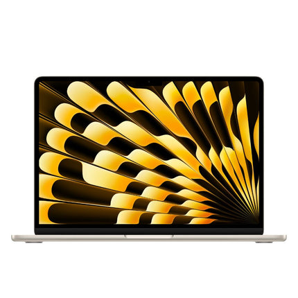 MacBook Air 13-inch 2025 M4, starlight, open front view with screen on