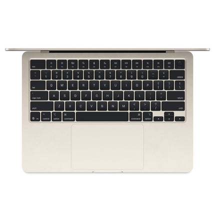 MacBook Air 13-inch 2025 M4, starlight, open top-down keyboard view