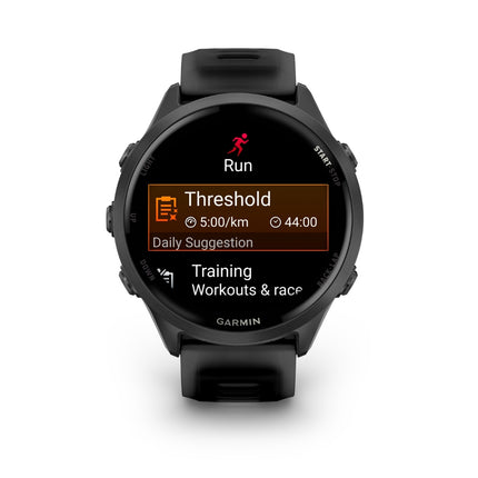Garmin Forerunner 570 Smartwatch, black with black band, display on showing training readiness