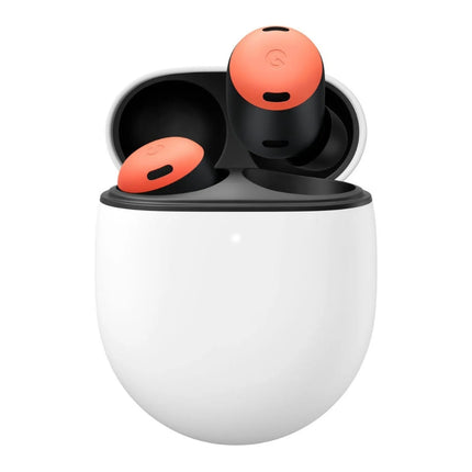 Google Pixel Buds Pro, coral/orange, single earbud in open case