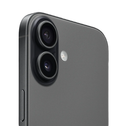 Apple iPhone 17, black, rear view showing dual camera