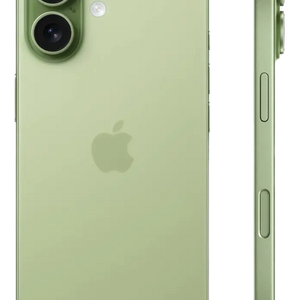 Apple iPhone 17, green, rear and side profile view