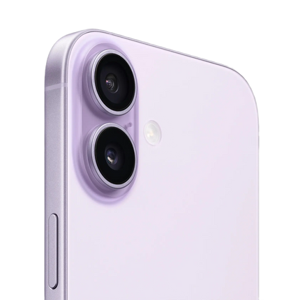 Apple iPhone 17, pink/purple, rear view showing dual camera