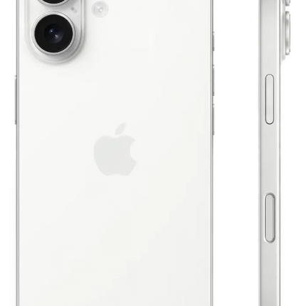 Apple iPhone 17, white, rear and side profile view