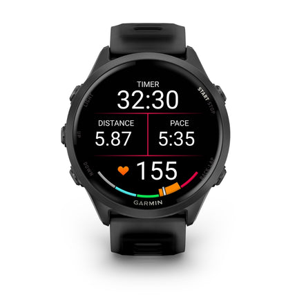 Garmin Forerunner 570 Smartwatch, black with black band, side profile view