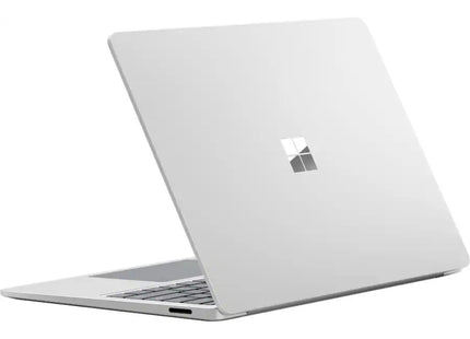 Microsoft Surface Laptop 7, platinum silver, closed lid rear angled view