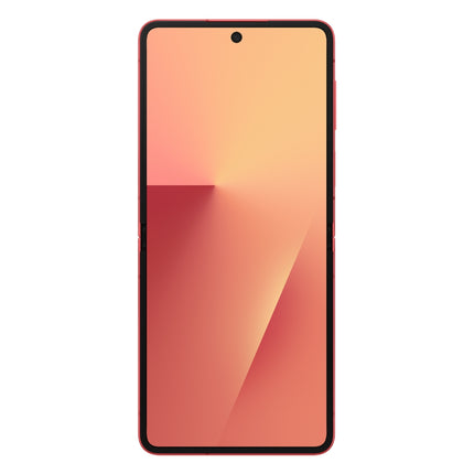 Samsung Galaxy Z Flip7, coral/orange-red, back closed view