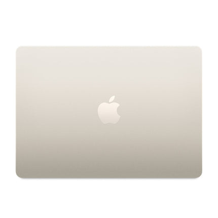 MacBook Air 13-inch 2025 M4, starlight, closed lid top view with Apple logo