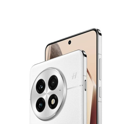 OnePlus 13, white/pearl, back and front angled view pair