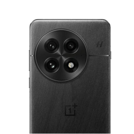 OnePlus 13, dark grey/black, back view angled slightly showing camera module