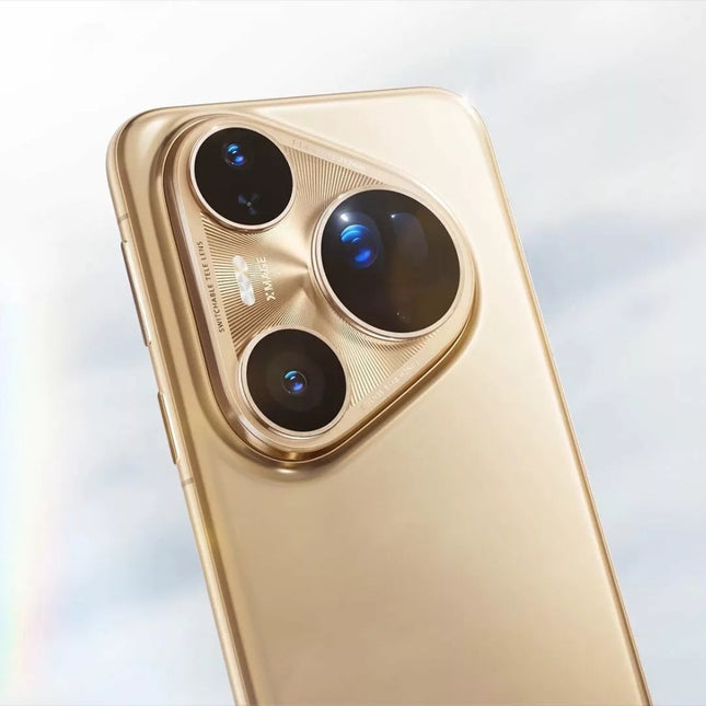 HUAWEI Pura 80, gold/champagne, angled back view close-up of camera module