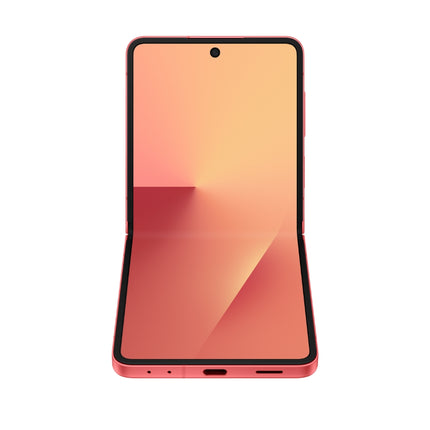 Samsung Galaxy Z Flip7, coral/orange-red, front open main display view