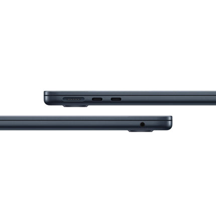 MacBook Air 13-inch 2025 M4, midnight, closed side view showing ports