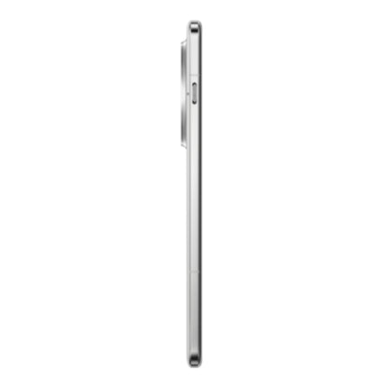 OnePlus 13, white/silver, side view showing slim profile
