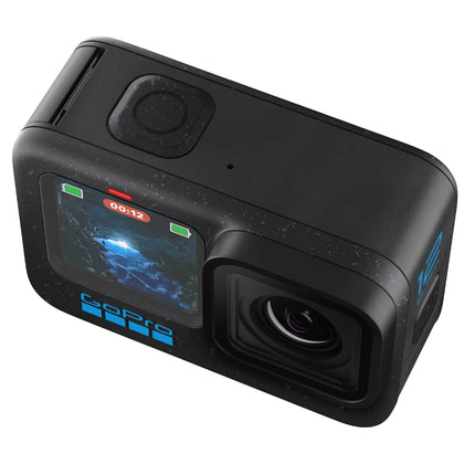 GoPro HERO13 Black Action Camera, black, angled rear view showing back display on
