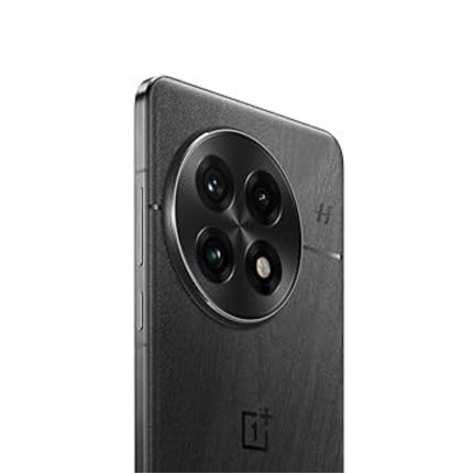 OnePlus 13, black, back view close-up angled showing camera ring detail