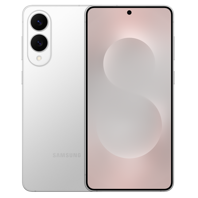 Samsung Galaxy S25 Edge 5G, silver, front and back dual-angle view