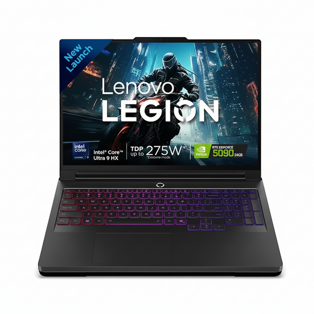 Lenovo Legion 7i 16-inch Laptop, black, infographic front view with spec callouts