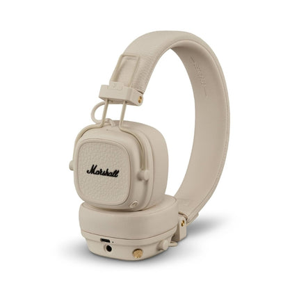 Marshall Major V Wireless On-Ear Headphones, cream/ivory, top-down view