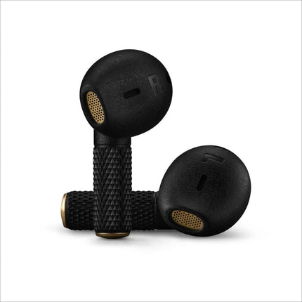 Marshall Minor IV True Wireless Earbuds, black, close-up angled view of earbud tips