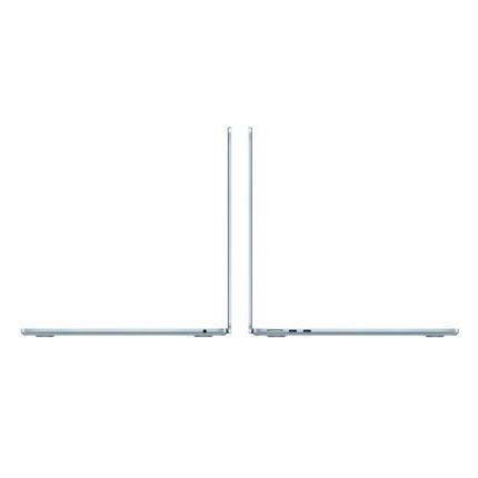 MacBook Air 13-inch 2025 M4, sky blue, closed thin side profile view