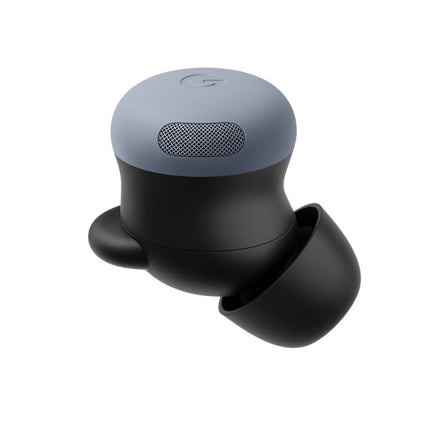 Google Pixel Buds Pro, fog/light blue-gray, earbud in charging case with lid open