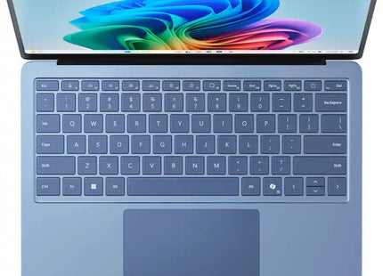 Microsoft Surface Laptop 7, sapphire blue, open top-down keyboard view