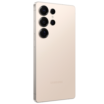 Samsung Galaxy S25 Ultra, titanium pink gold, rear angled view