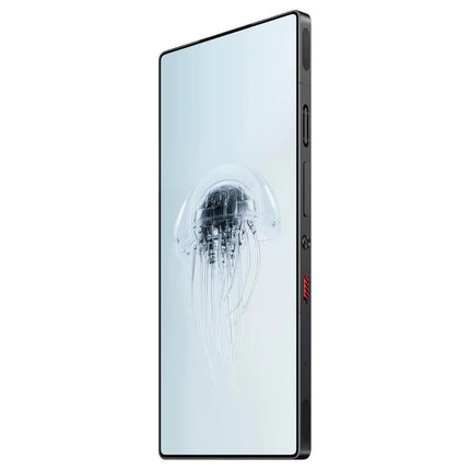 REDMAGIC 10 Pro, silver/transparent, front view showing butterfly screen design