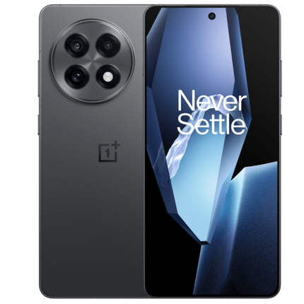 OnePlus 13R 5G, dark grey/charcoal, front and back view pair showing display and camera