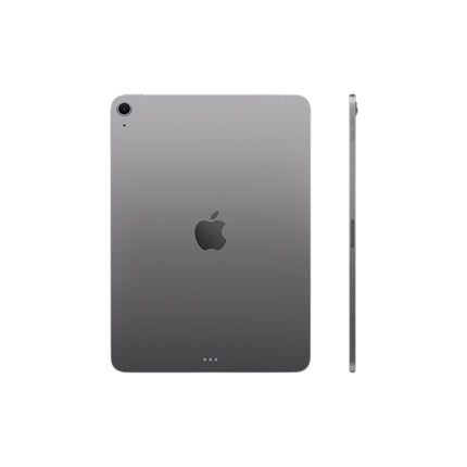 Apple iPad 11-inch (2025, 11th Gen), space gray, back and side view