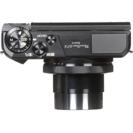 Canon PowerShot G7 X Mark II, black, front view with lens extended
