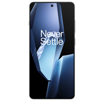 OnePlus 13R 5G, dark grey/charcoal, front view with screen on