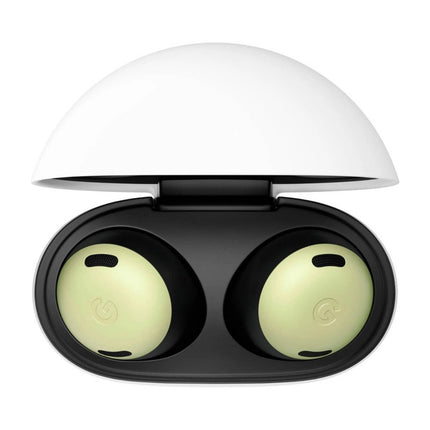 Google Pixel Buds Pro, lemongrass/yellow-green, earbuds in open charging case