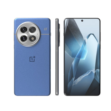 OnePlus 13, blue, front and back view pair showing display and camera