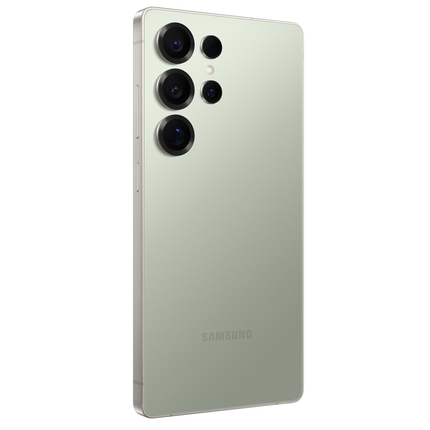 Samsung Galaxy S25 Ultra, titanium jade (green), rear angled view