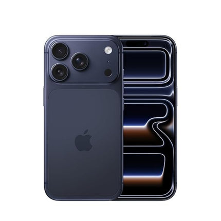 Apple iPhone 17 Pro Max, black/midnight, angled front and rear view pair