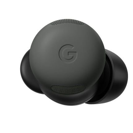 Google Pixel Buds Pro, charcoal/dark gray, single earbud top view