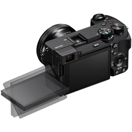 Sony Alpha 6700 APS-C Mirrorless Camera, black, rear view showing LCD and controls