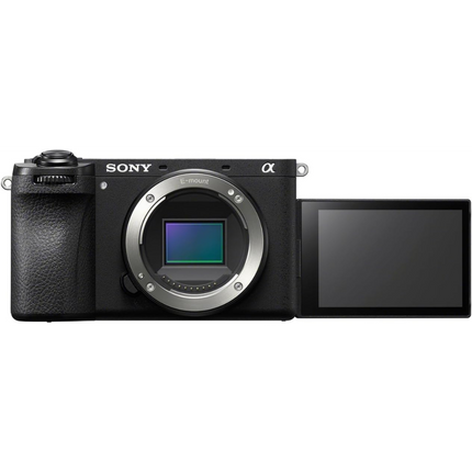 Sony Alpha 6700 APS-C Mirrorless Camera, black, rear view with LCD extended