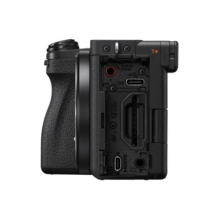 Sony Alpha 6700 APS-C Mirrorless Camera, black, left side view showing ports