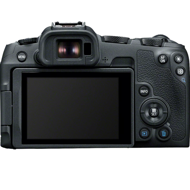 Canon EOS R8, black, rear view showing LCD and controls