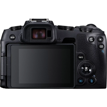 Canon EOS RP, black, rear view showing LCD and controls