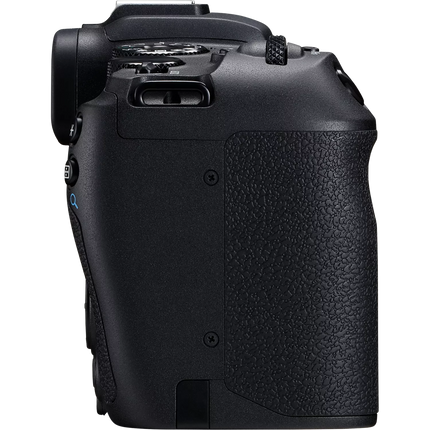 Canon EOS RP, black, right side view showing grip and card slot cover