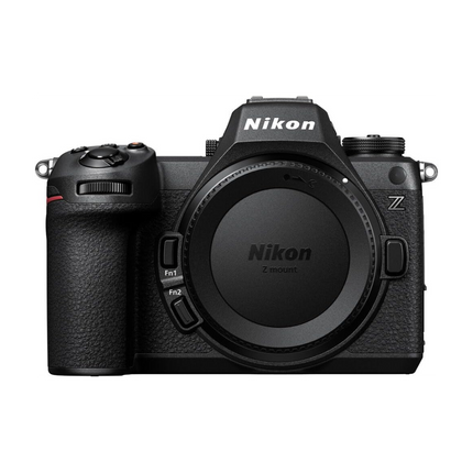Nikon Z6 III Mirrorless Camera Body, black, front view with body cap