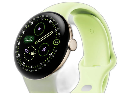 Google Pixel Watch 4 Smartwatch with Actua 360 Display in Lemongrass — angled view